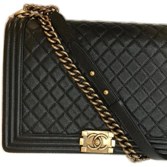 CHANEL Bags Chanel Boy Bag Large Black Grained Calfskin Poshmark